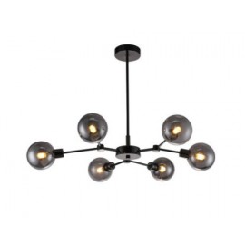 Lexi Lighting-Grette 6 Lights LED Pendant Light - Black Chrome / Glass Shade 